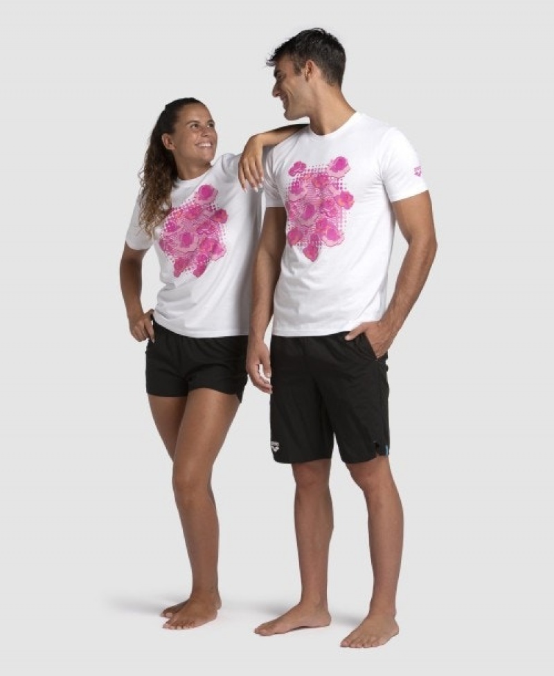 White Arena Breast Cancer Awareness Collection Men's T Shirts | 12598721