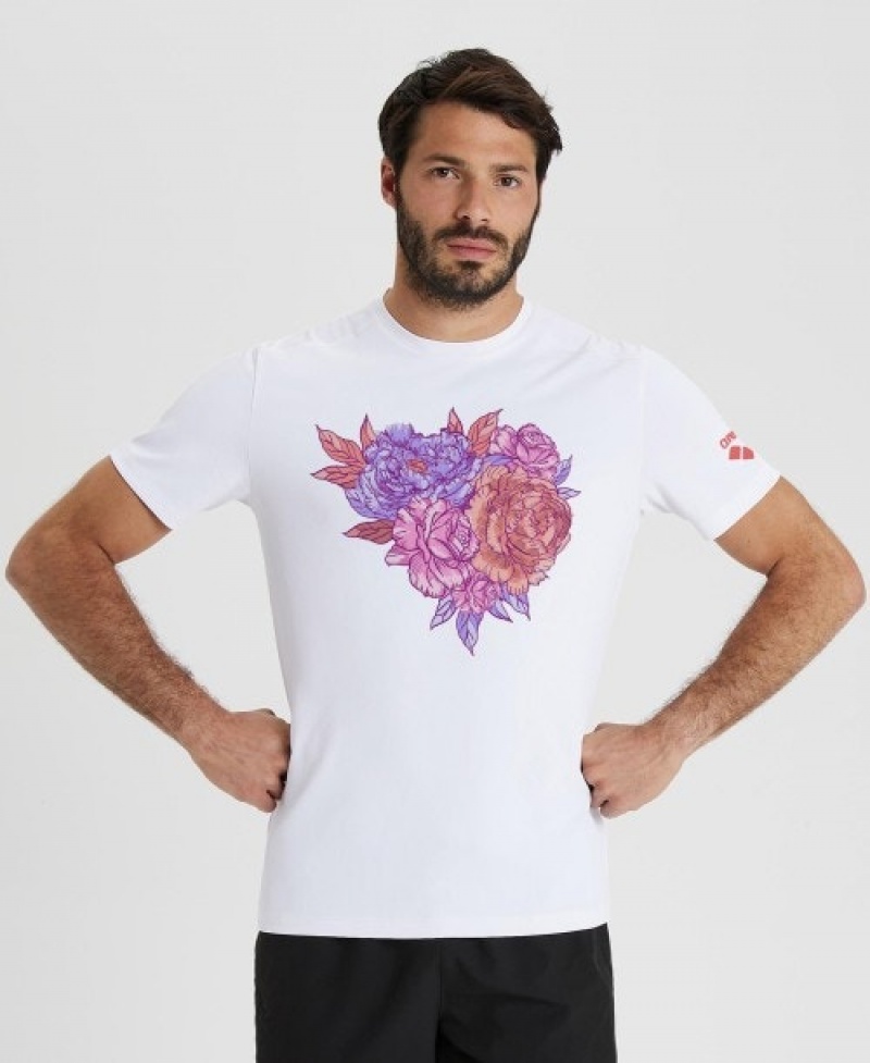 White Arena Breast Cancer Men's T Shirts | 79694989