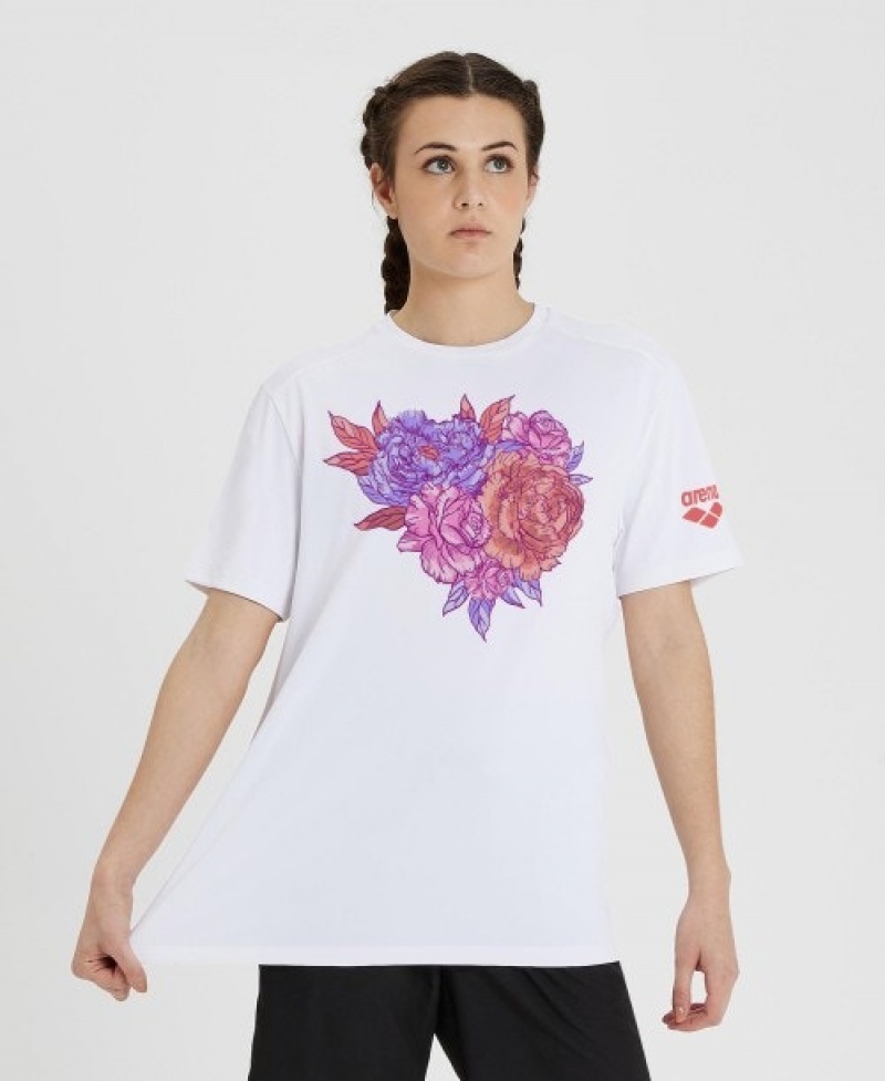 White Arena Breast Cancer Women's T Shirts | 15842847