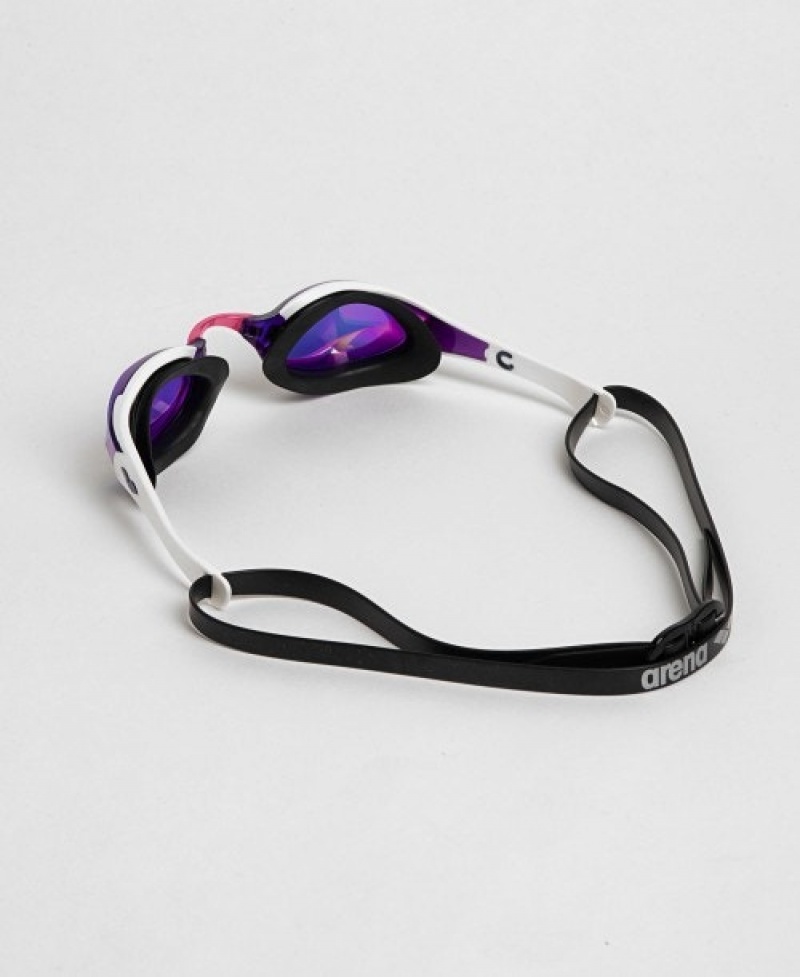 White Arena Cobra Edge Swipe Mirror Women's Swimming Goggles | 82876803