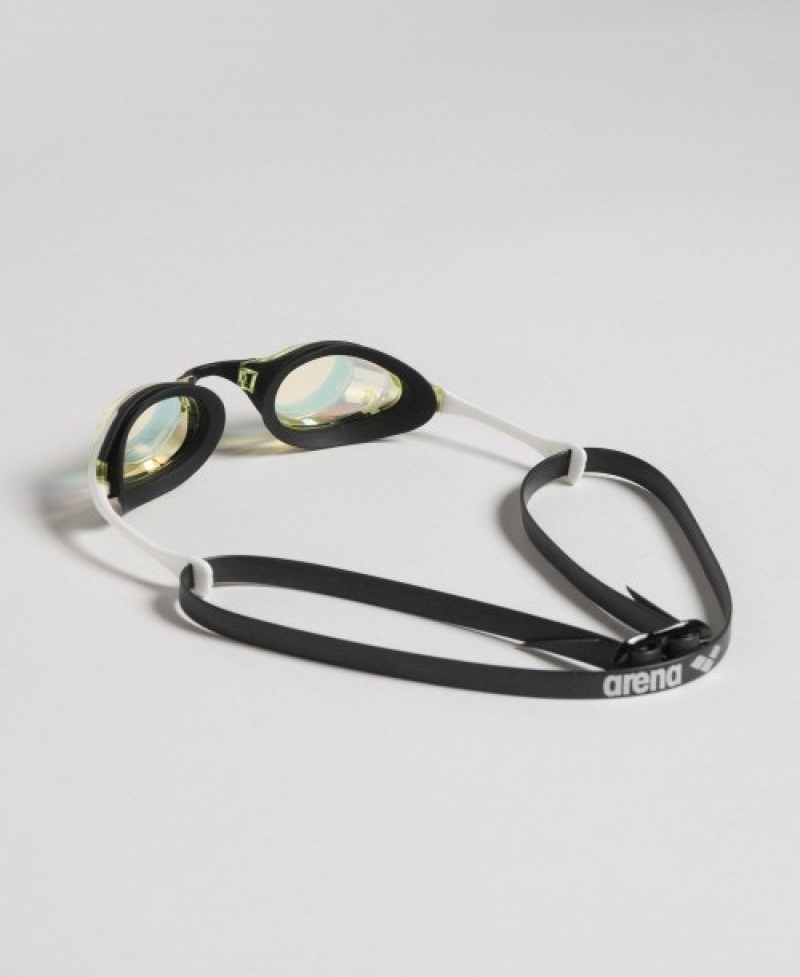 White Arena Cobra Swipe Mirror Men's Swimming Goggles | 14958267