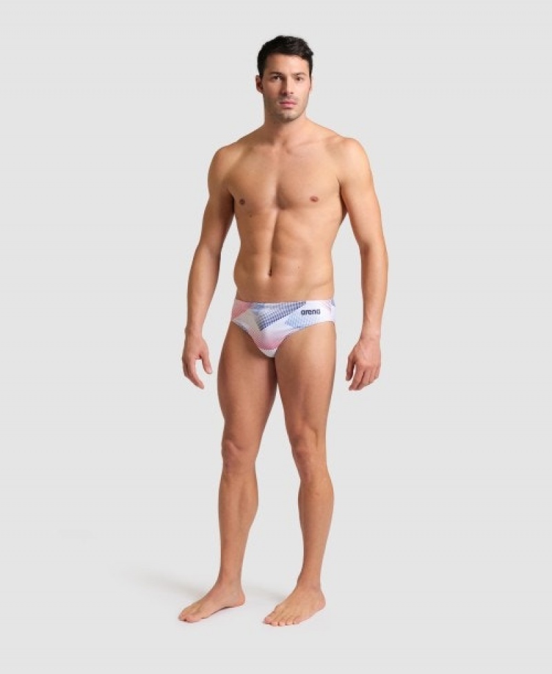 White Arena Halftone Men's Briefs | 13696810