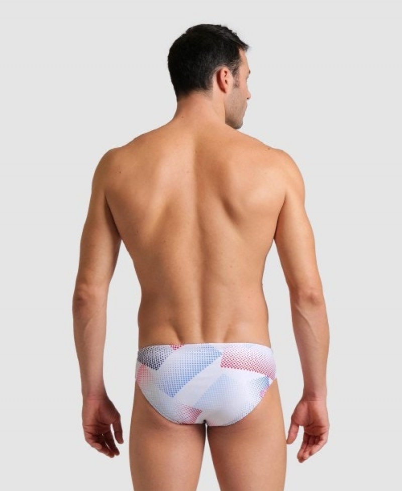 White Arena Halftone Men's Briefs | 13696810