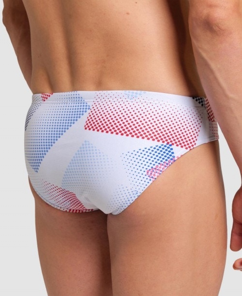 White Arena Halftone Men's Briefs | 13696810