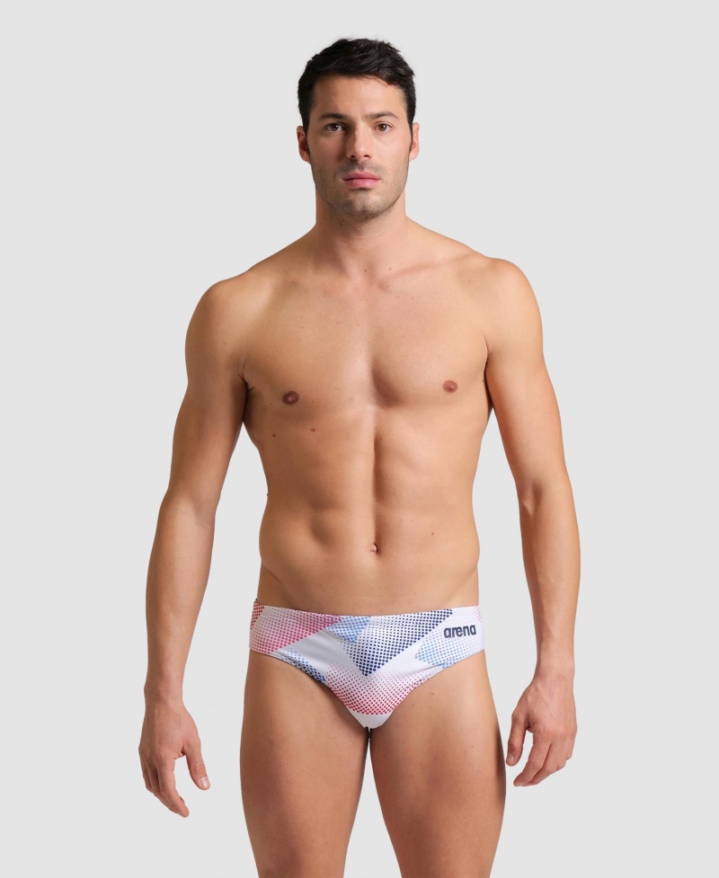 White Arena Halftone Men's Briefs | 13696810