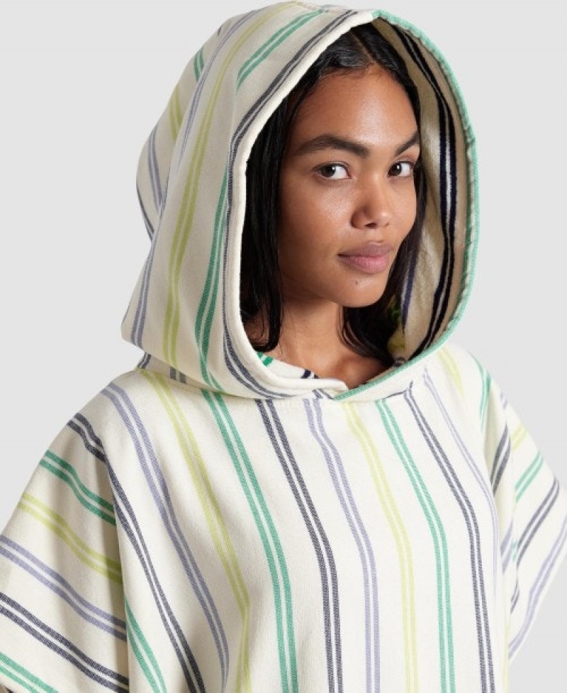 White Arena Hooded Changing Women's Ponchos | 90656517