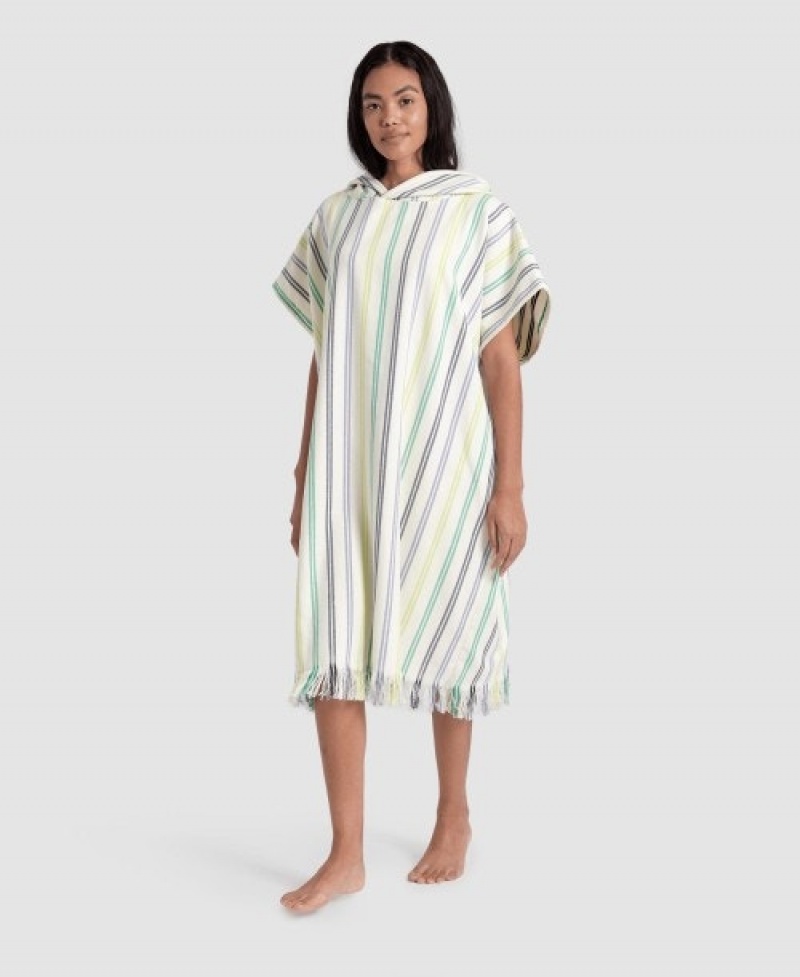 White Arena Hooded Changing Women's Ponchos | 90656517