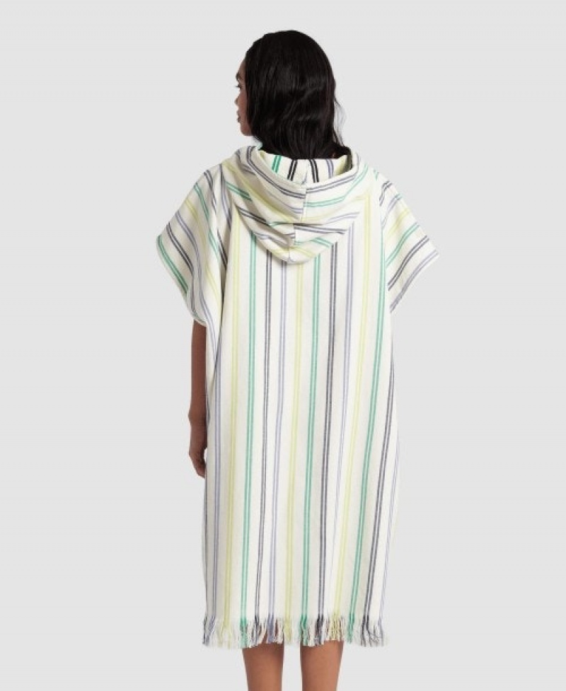 White Arena Hooded Changing Women's Ponchos | 90656517