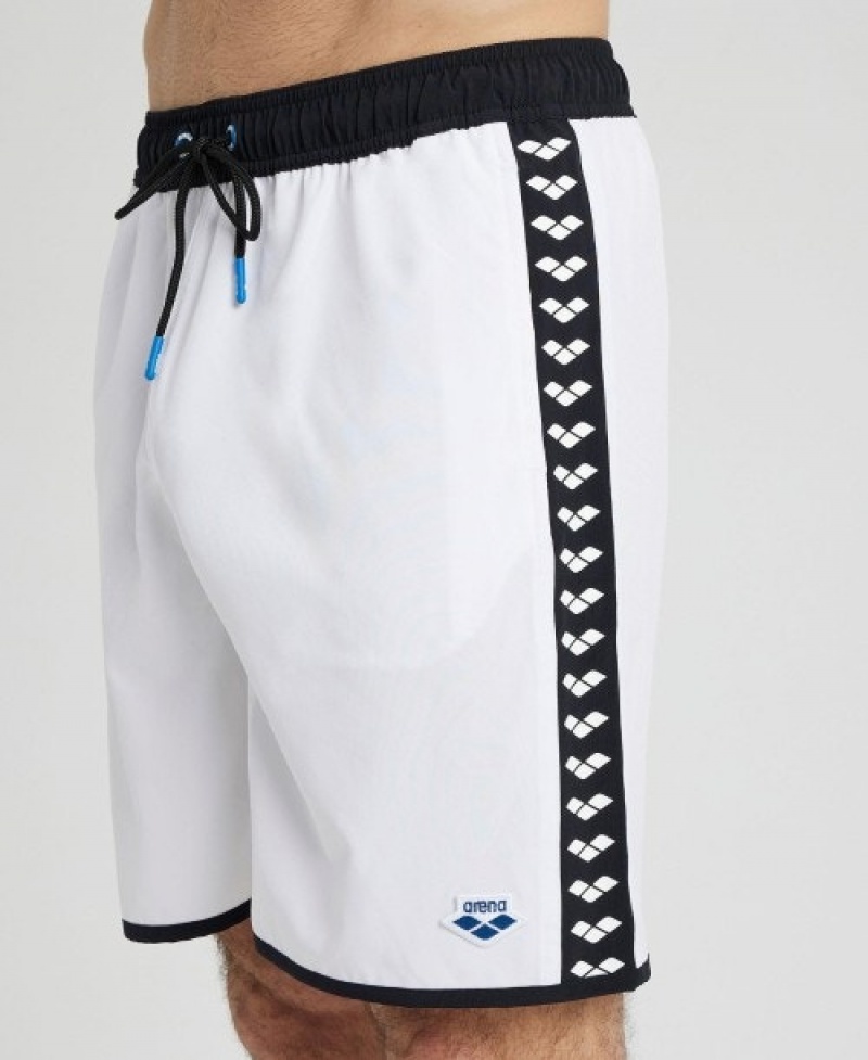 White Arena Icons Team Stripe Men's Shorts | 37322438