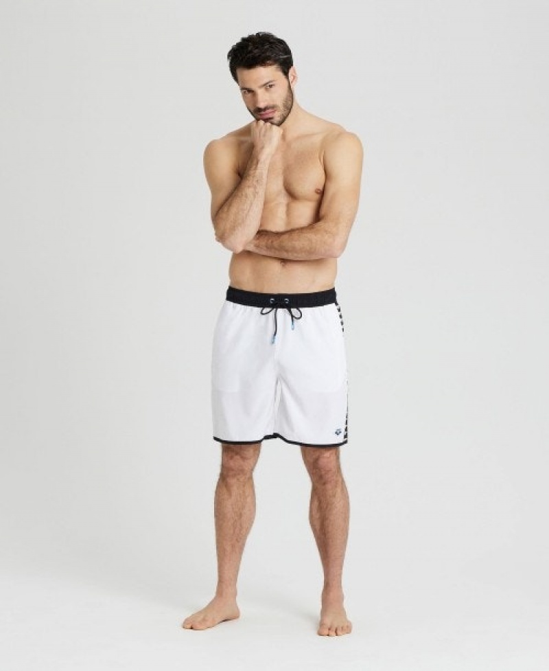 White Arena Icons Team Stripe Men's Shorts | 37322438