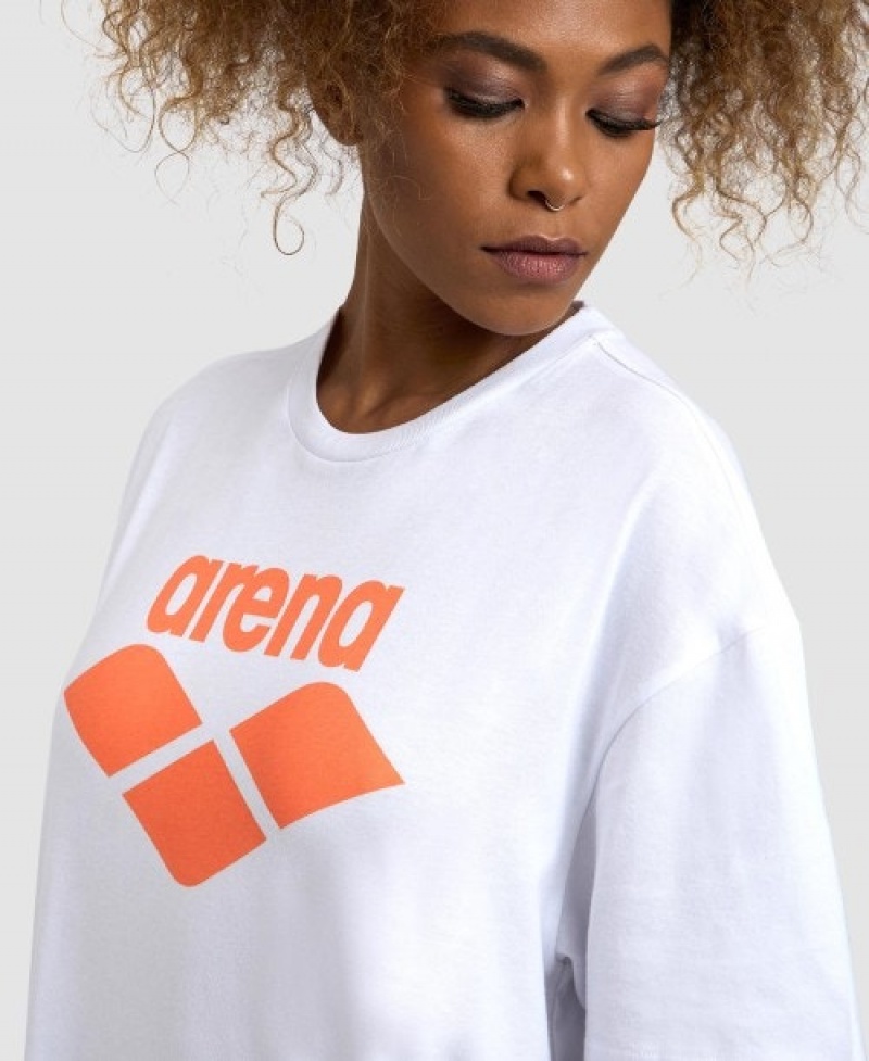 White Arena Icons Women's T Shirts | 71652345