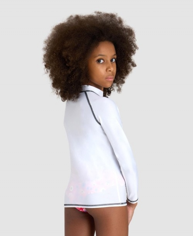 White Arena Junior Long Sleeve Girls' Rashguards | 36306121