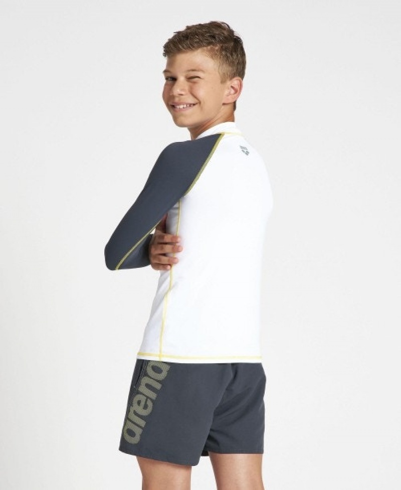 White Arena Long Sleeve Boys' Rashguards | 95212029