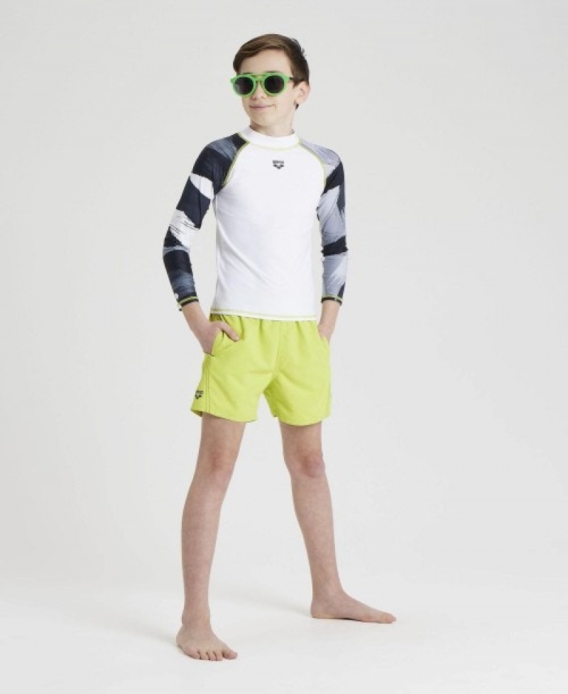 White Arena Long Sleeve Boys' Rashguards | 37969670