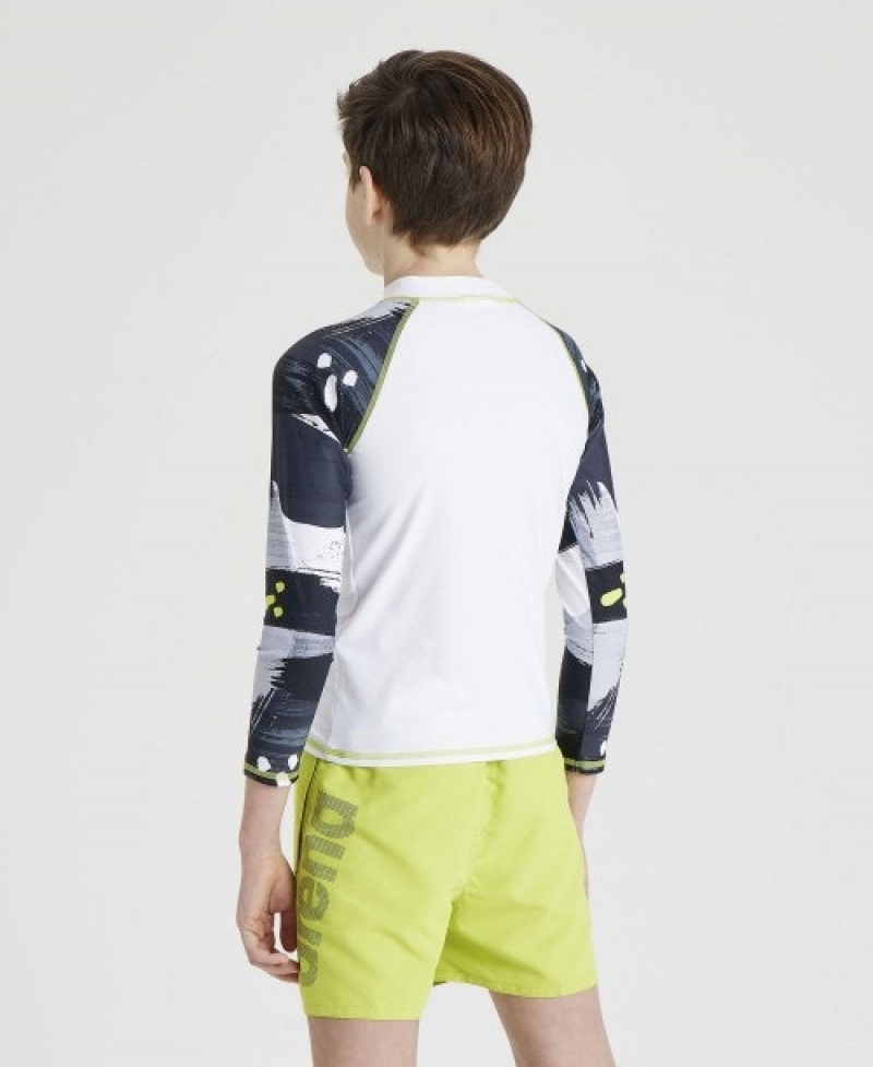 White Arena Long Sleeve Boys' Rashguards | 37969670