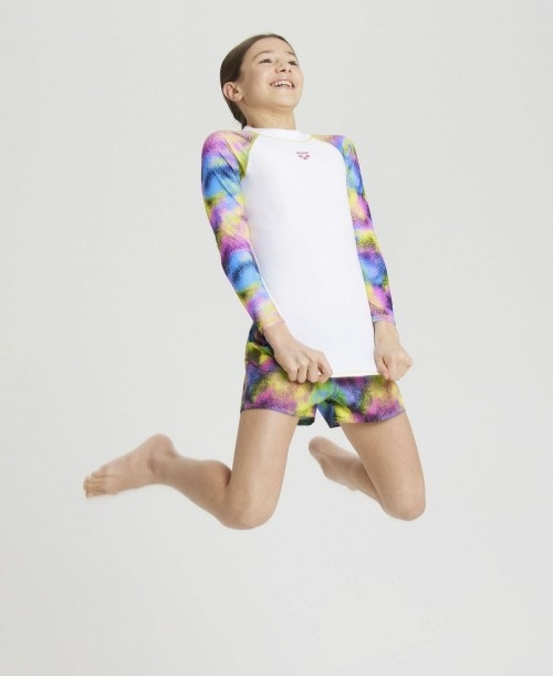 White Arena Long Sleeve Girls' Rashguards | 98185394