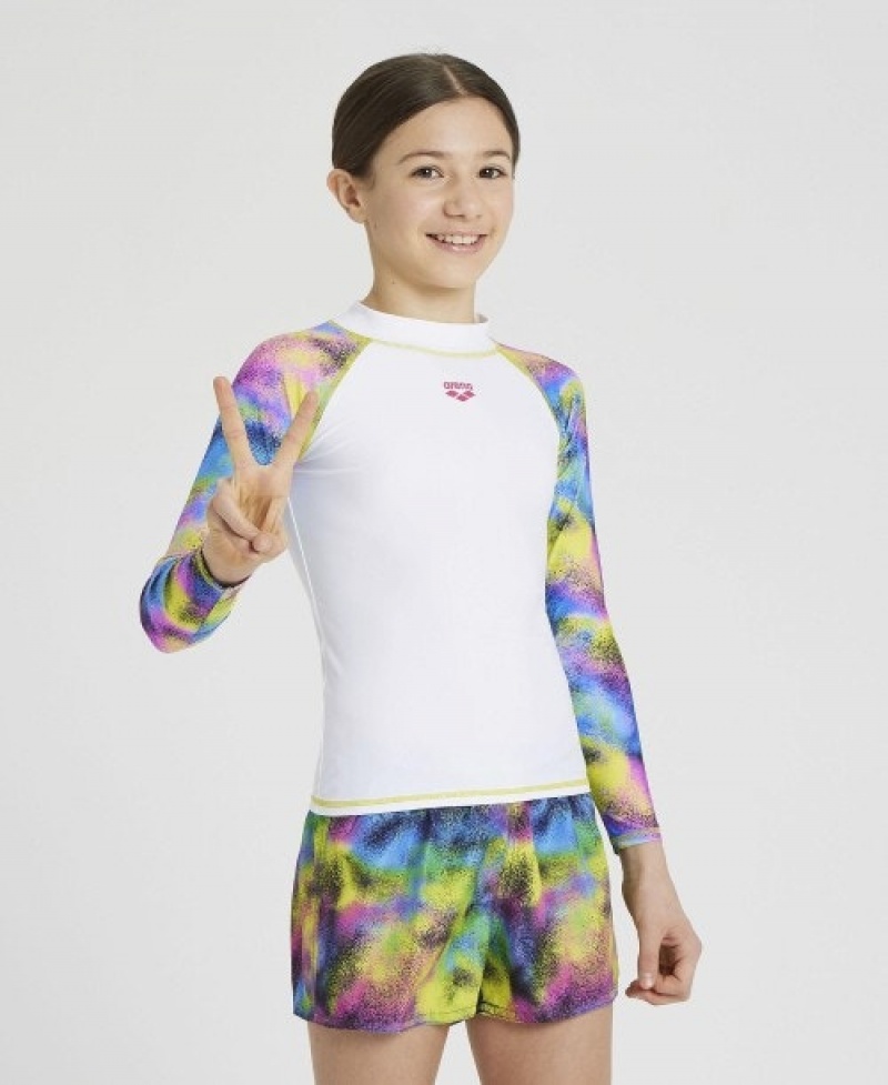 White Arena Long Sleeve Girls' Rashguards | 98185394