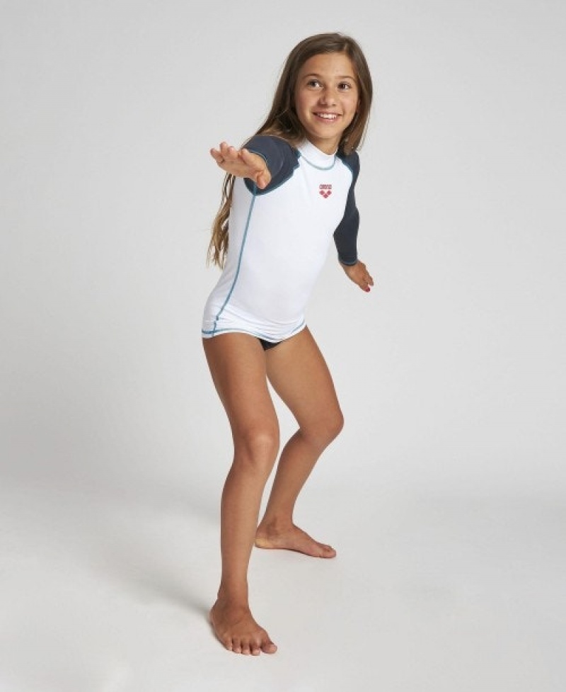 White Arena Long Sleeve Girls' Rashguards | 27026817