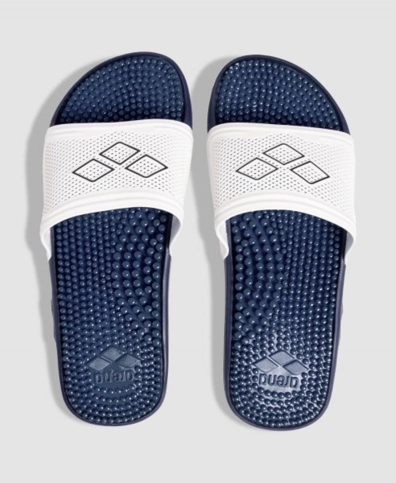 White Arena Marco United Diamond Pool Men's Slides | 53383417