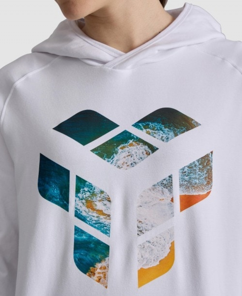 White Arena Planet Water Men's Hoodie | 22678091