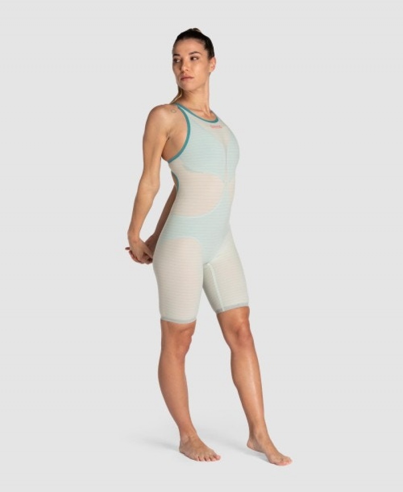 White Arena Powerskin Carbon Air2 Limited Edition Calypso Bay Open Back Women's Racing Suit | 87194654