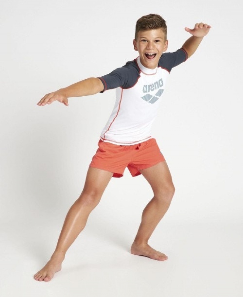 White Arena Short Sleeve Boys' Rashguards | 74468837