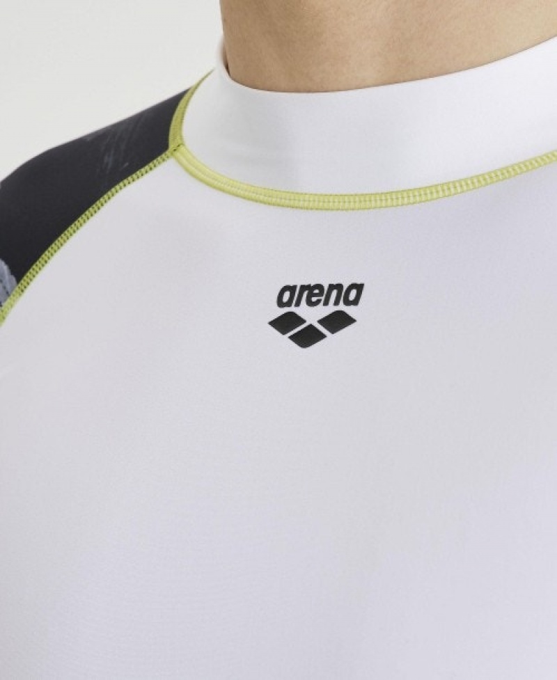 White Arena Short Sleeve Men's Rashguards | 30500893