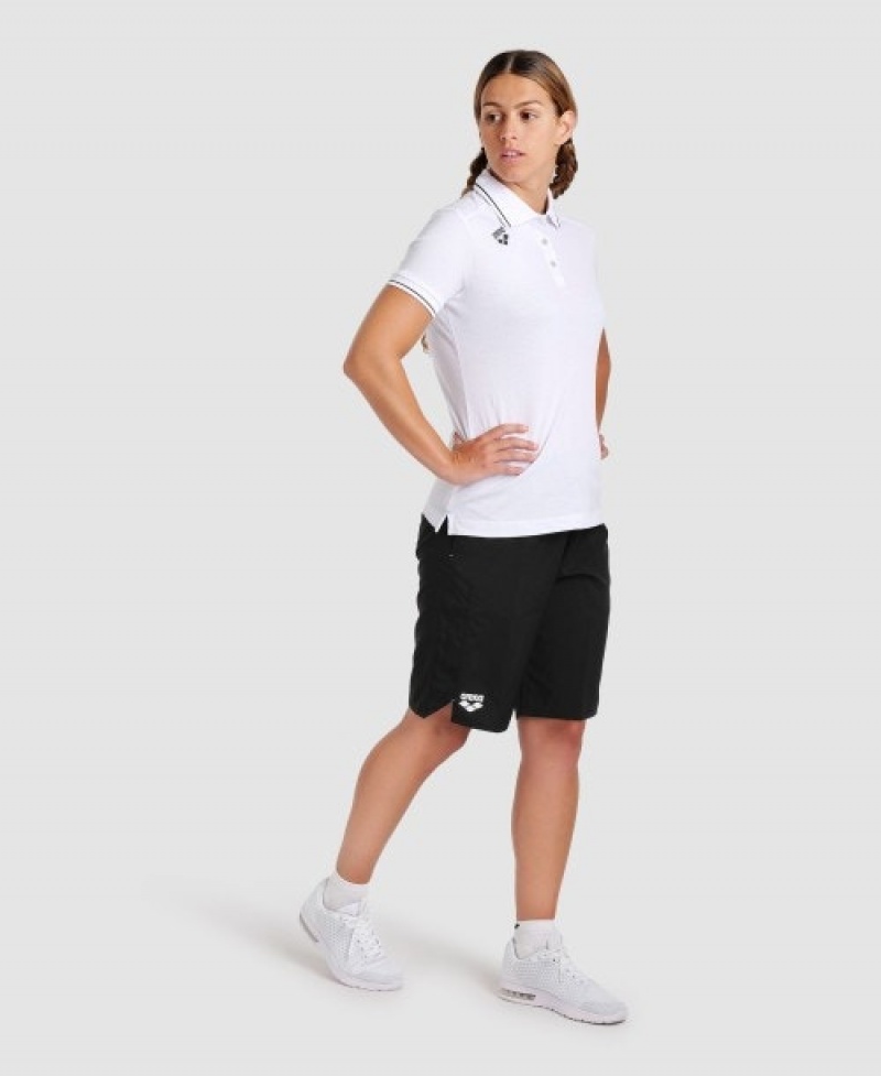 White Arena Team Cotton Solid Women's Polo Shirts | 5962041