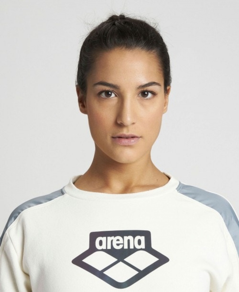 White Arena Team Crew Neck Women's Sweatshirts | 22703756