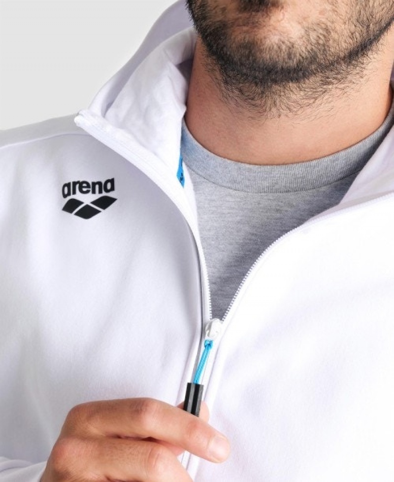 White Arena Team Hooded Panel Men's Jackets | 81383960