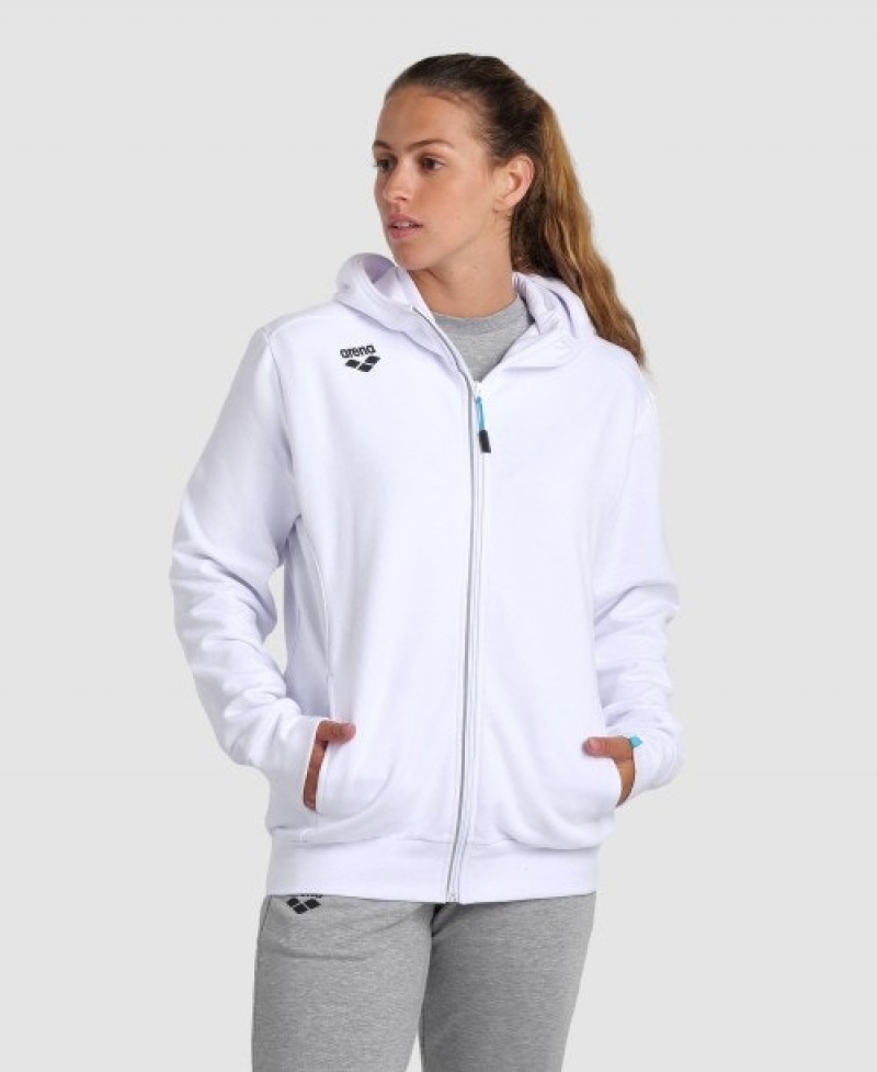 White Arena Team Hooded Panel Men's Jackets | 81383960