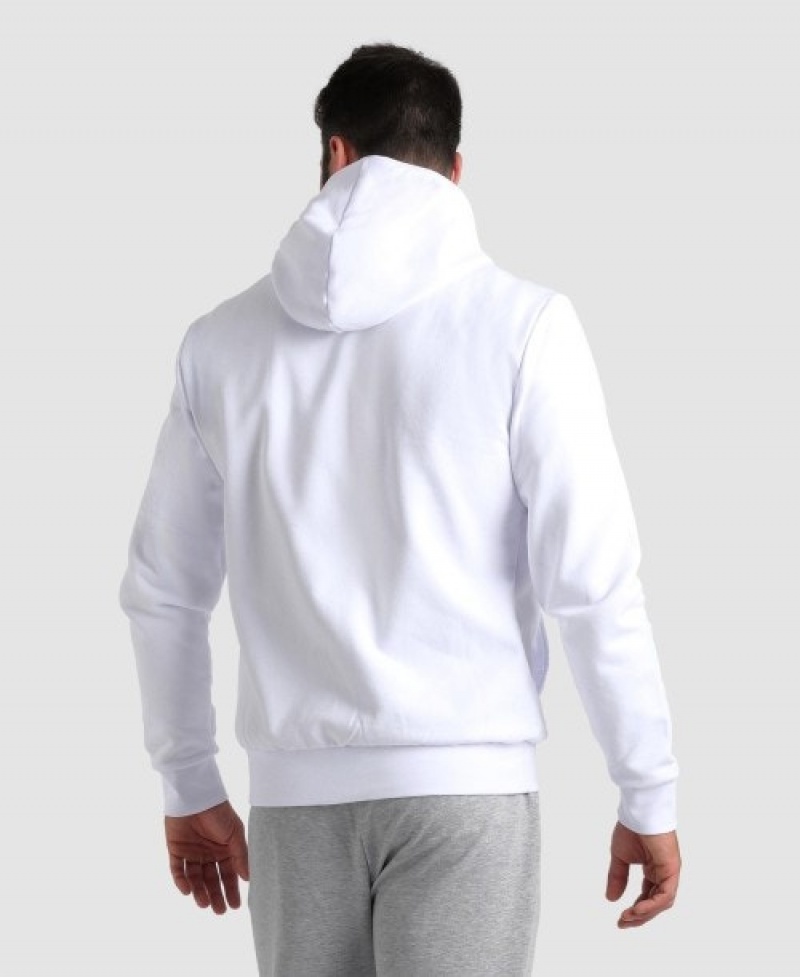 White Arena Team Hooded Panel Men's Jackets | 81383960