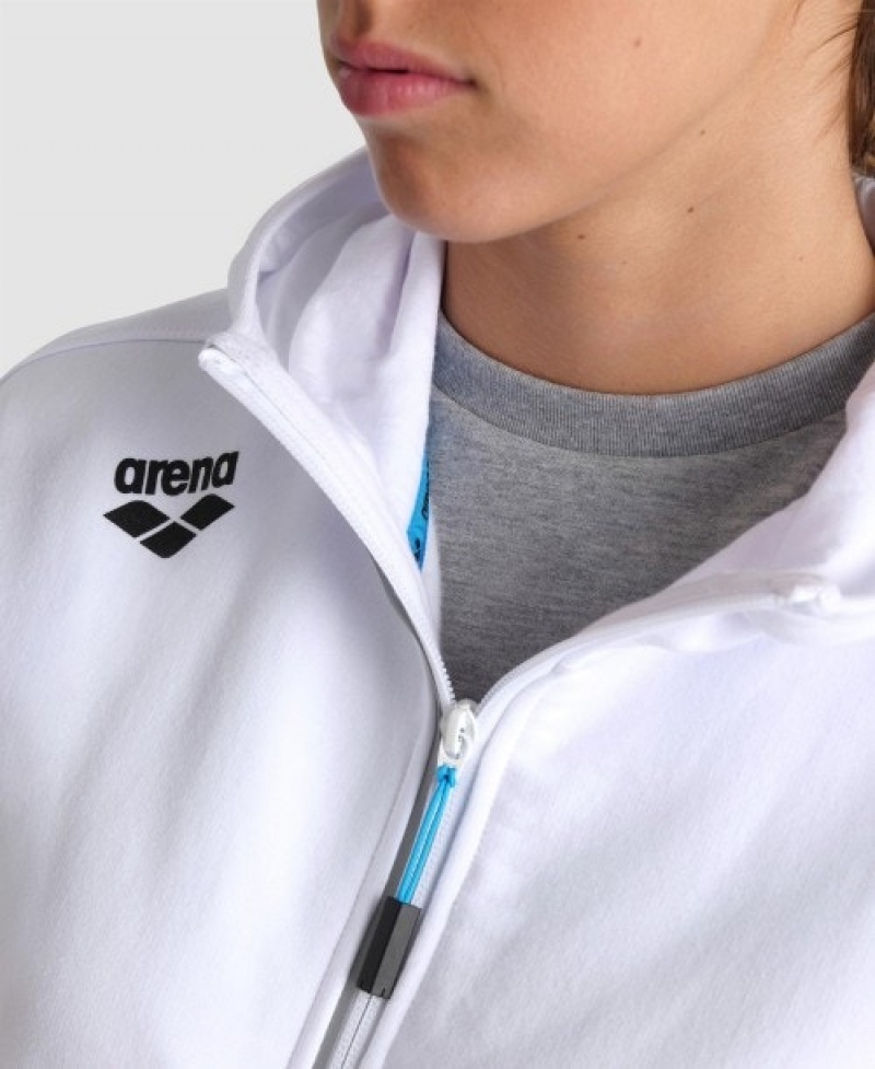 White Arena Team Hooded Panel Men's Jackets | 81383960