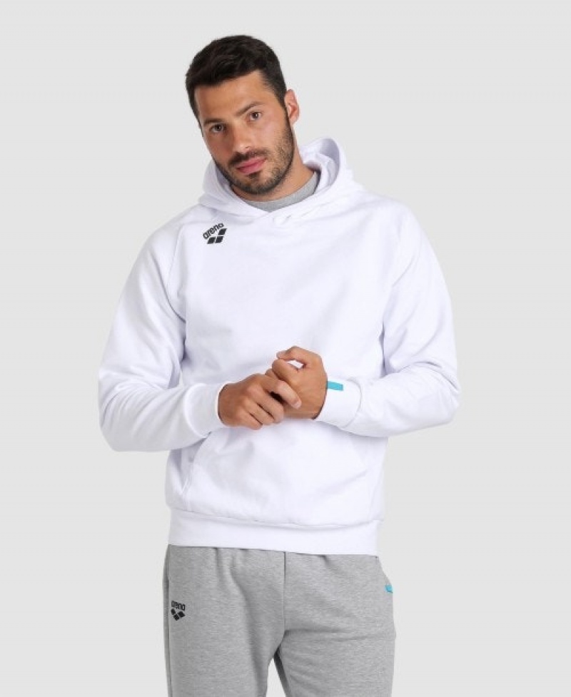 White Arena Team Hooded Panel Men's Sweatshirts | 25668171