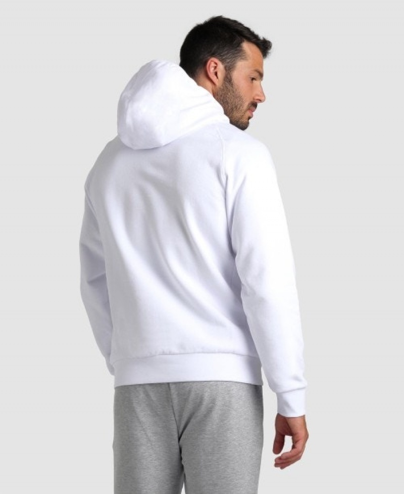 White Arena Team Hooded Panel Men's Sweatshirts | 25668171