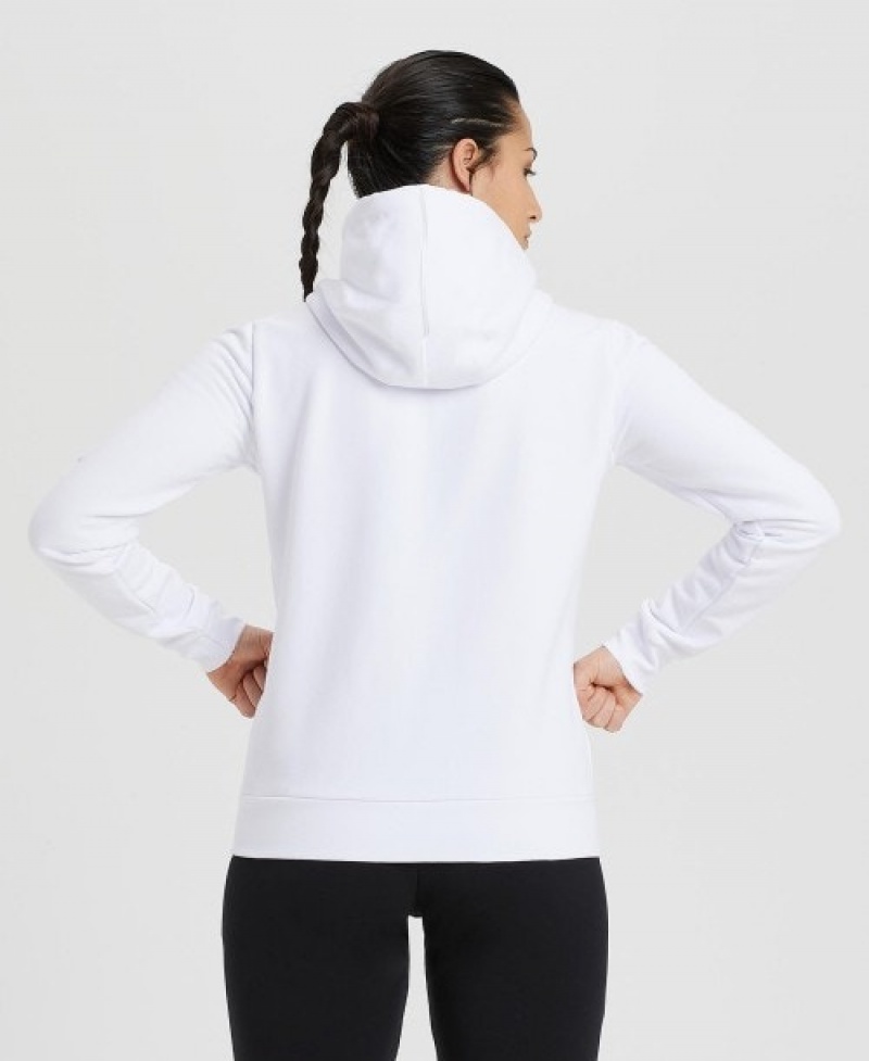 White Arena Team Hooded Panel Women's Jackets | 34556071