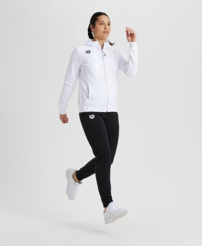 White Arena Team Hooded Panel Women's Jackets | 34556071