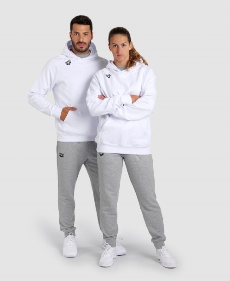 White Arena Team Hooded Panel Women's Sweatshirts | 2620640