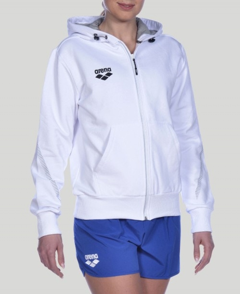 White Arena Team Line Hooded Men's Jackets | 95059229