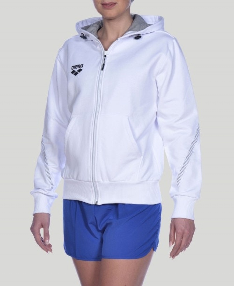 White Arena Team Line Hooded Men's Jackets | 95059229