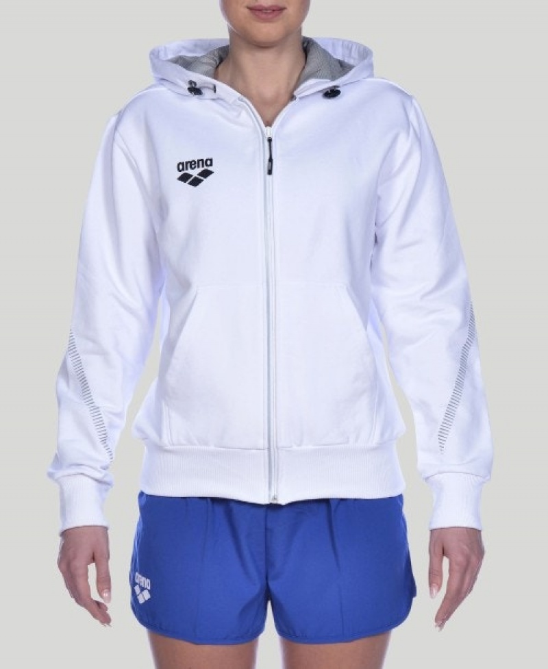 White Arena Team Line Hooded Men's Jackets | 95059229