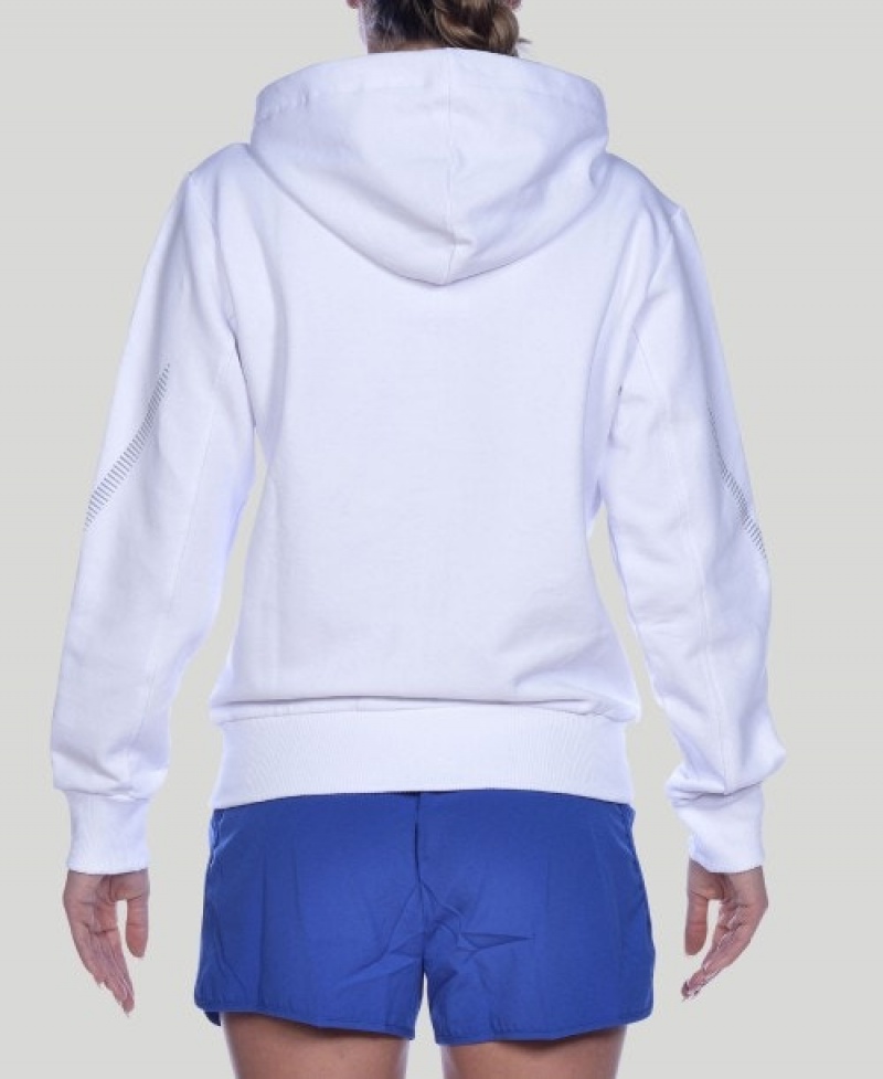 White Arena Team Line Hooded Women's Jackets | 61892958