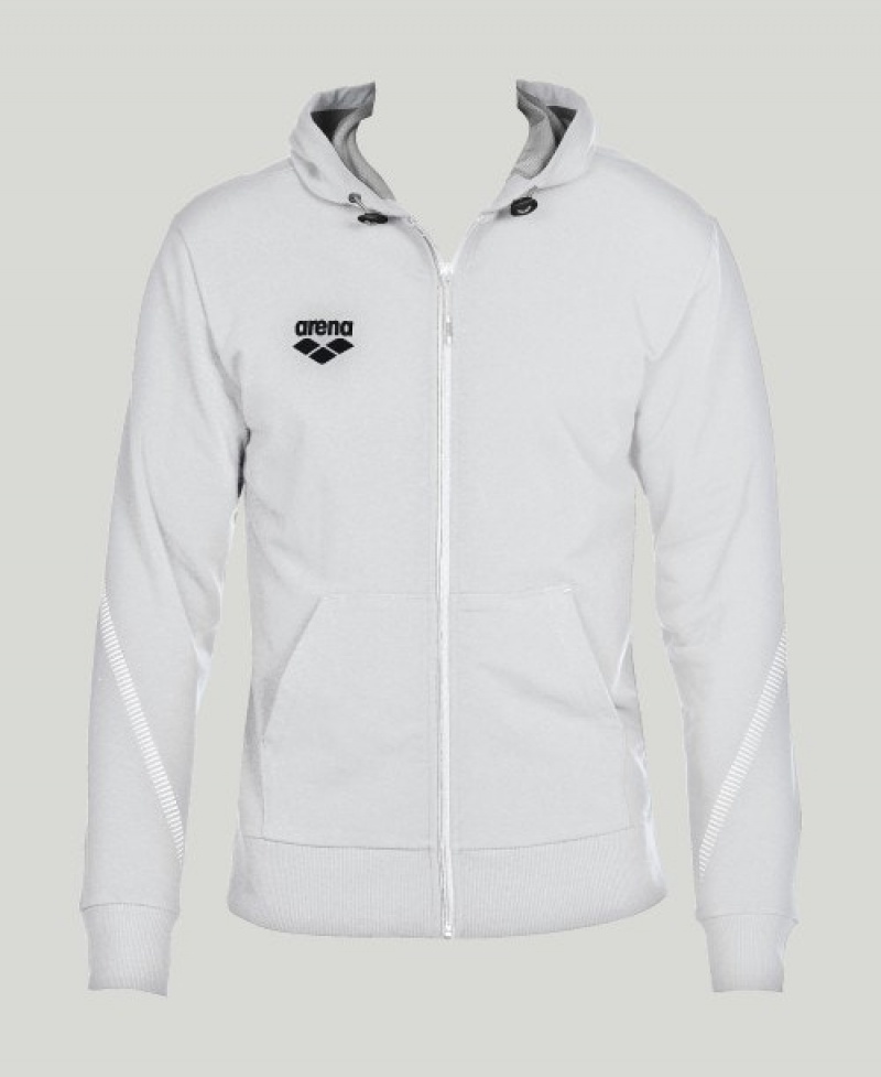 White Arena Team Line Hooded Women's Jackets | 61892958