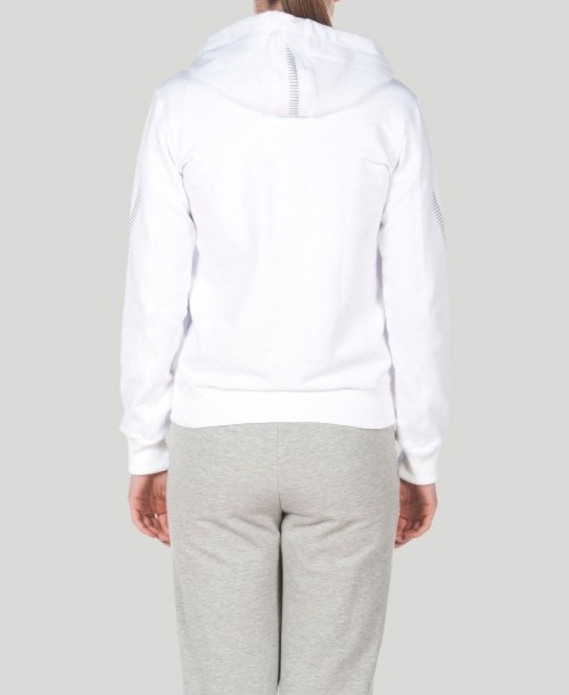 White Arena Team Line Hooded Women's Jackets | 23170504