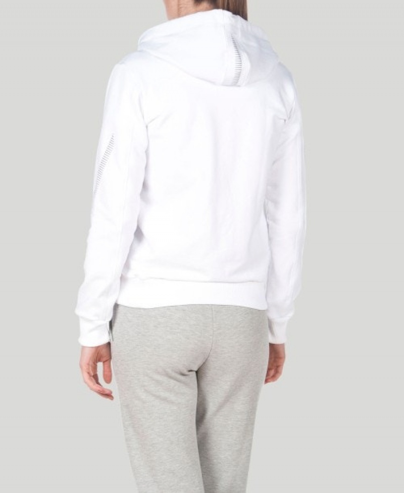 White Arena Team Line Hooded Women's Jackets | 23170504