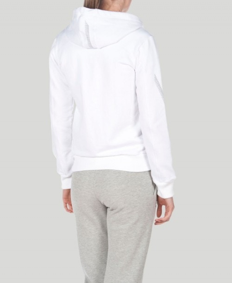 White Arena Team Line Hooded Women's Jackets | 23170504