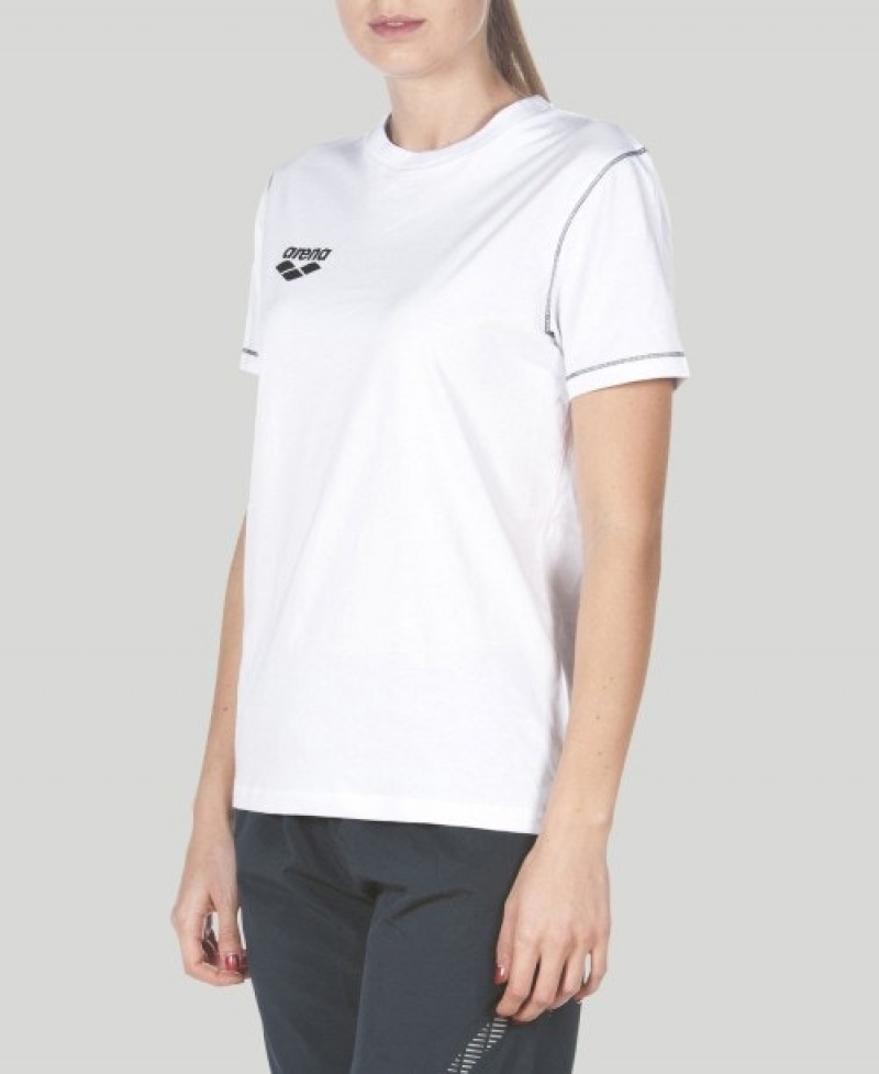 White Arena Team Line Short Sleeve Men's T Shirts | 33818613