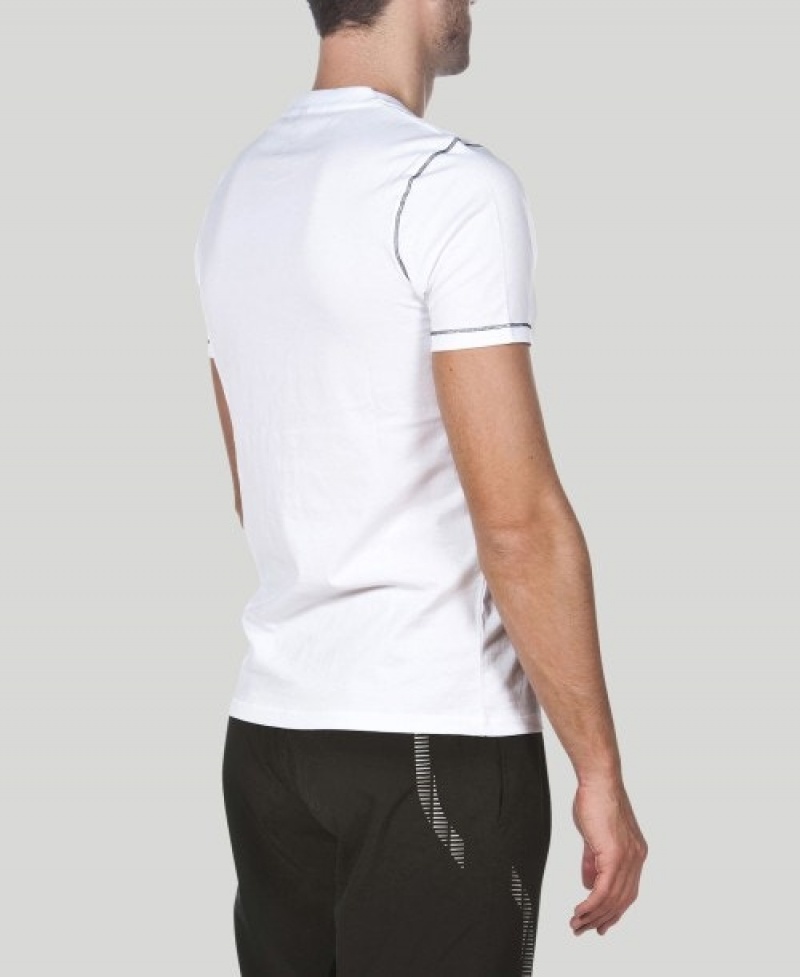 White Arena Team Line Short Sleeve Men's T Shirts | 33818613