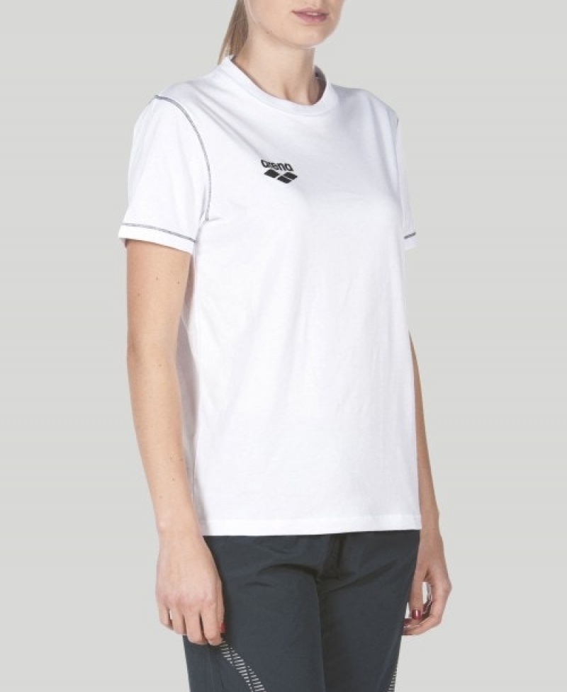 White Arena Team Line Short Sleeve Men's T Shirts | 33818613