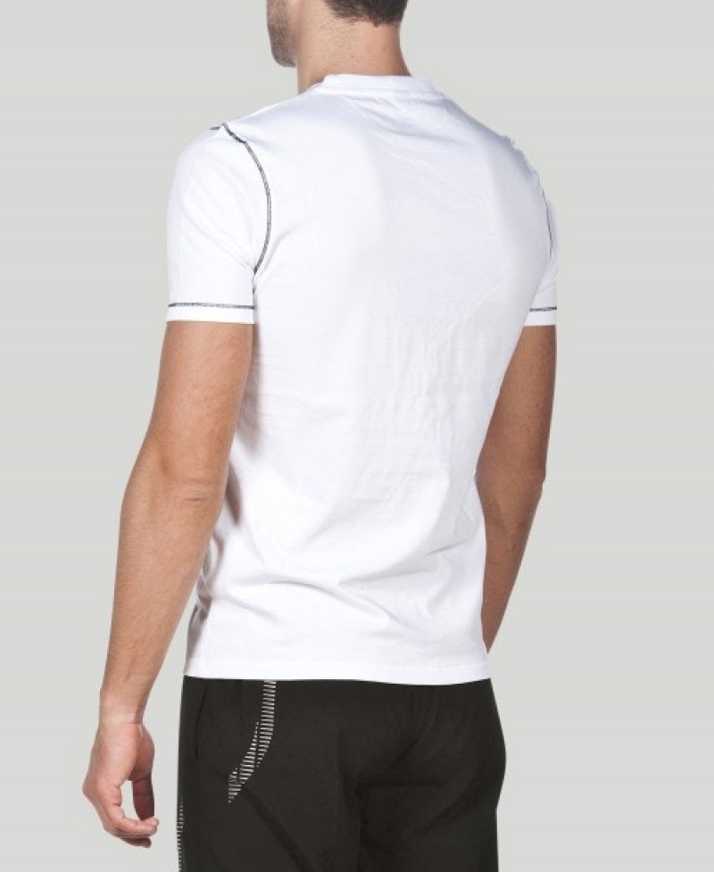 White Arena Team Line Short Sleeve Men's T Shirts | 33818613